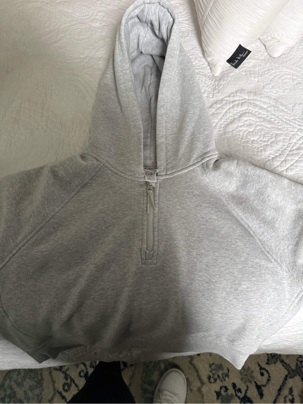 Athleta Girl Gray Half-Zip Hooded Sweatshirt